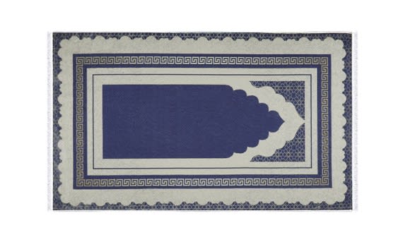 Armada Memory Foam Prayer Carpet - ( 65 X 120 ) cm - White & Navy