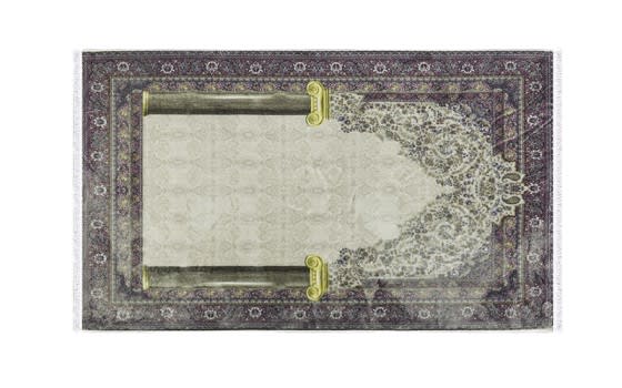 Armada Memory Foam Prayer Carpet - ( 65 X 120 ) cm - Off White & Purple