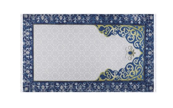 سجادة صلاة ميموري فوم من أرمادا - ( 65 × 120 )  سم - أوف وايت وأزرق