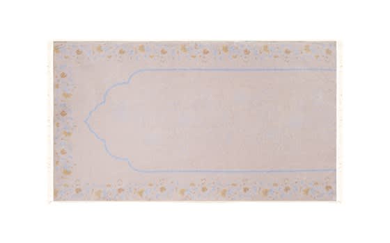 Armada Memory Foam Prayer Carpet - ( 65 X 120 ) cm - Off White & L.Blue